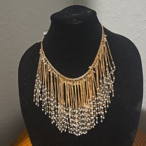 Elegant Gold and Silver Fringe Necklace
